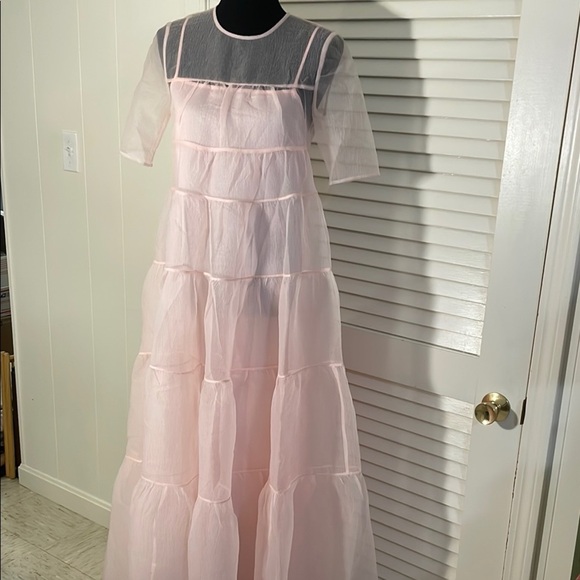 STAUD Hyacinth Organza Shell Light Pink 2 Piece NWT Stunning Maxi Dress - Picture 2 of 16